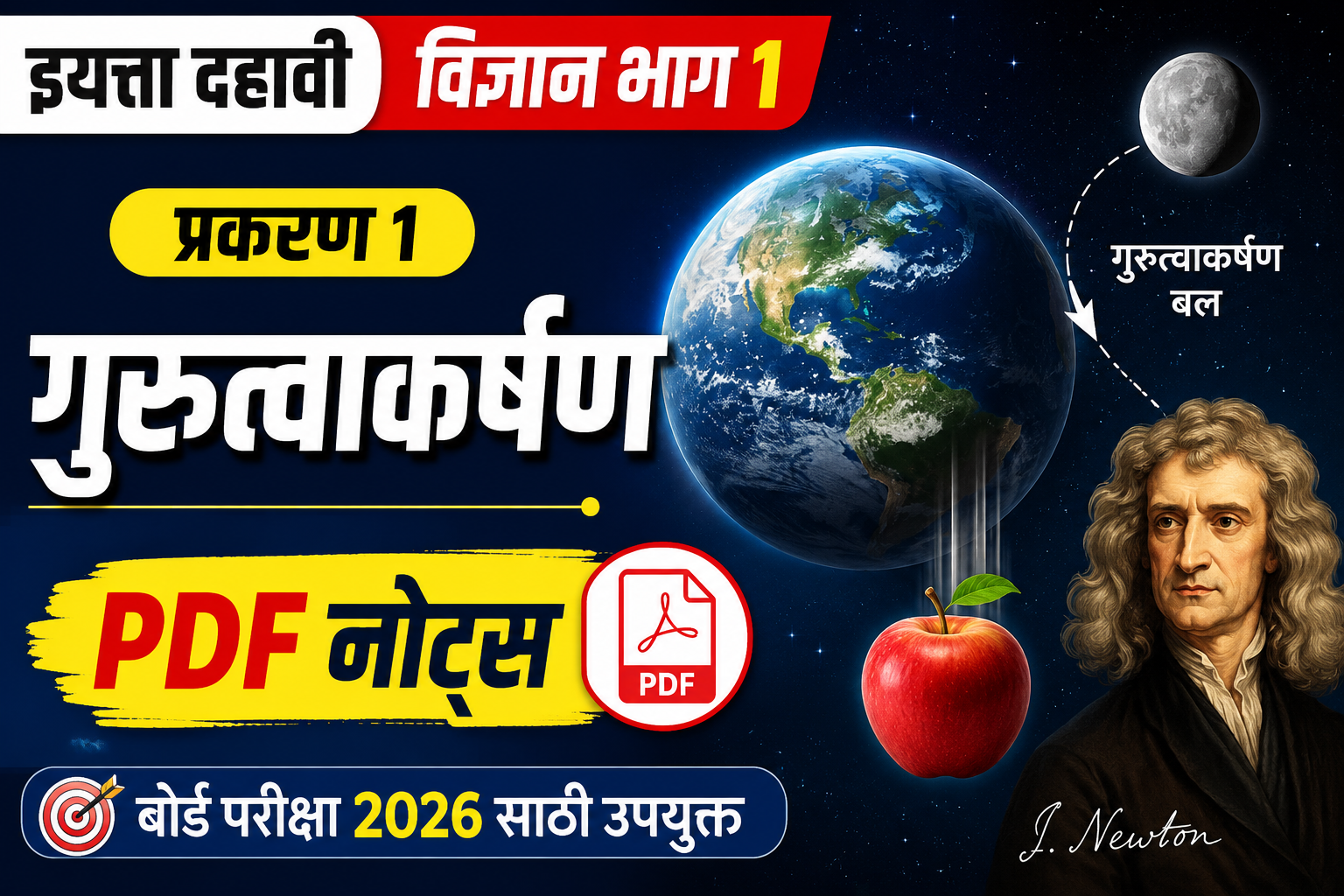 इयत्ता दहावी विज्ञान भाग 1 | प्रकरण 1 | गुरुत्वाकर्षण | PDF नोट्स